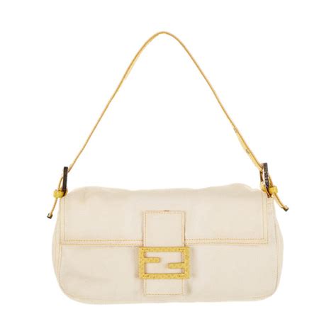 fendi white canvas baguette|Fendi korea baguette bag.